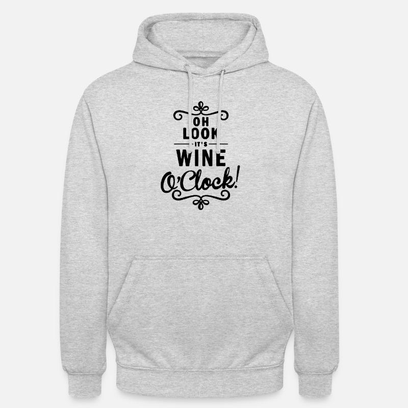WEIN ODER UHR - Unisex Hoodie - Hellgrau meliert