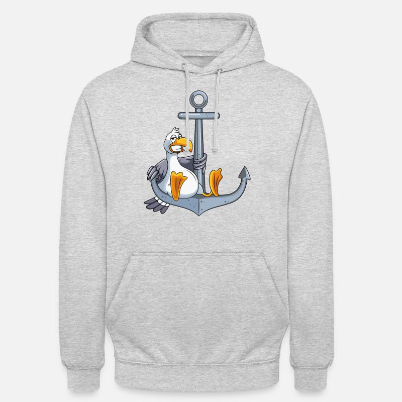 anker möwe comic - Unisex Hoodie - Hellgrau meliert