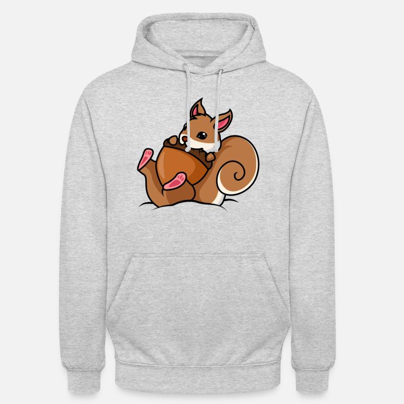 Écureuil Nuss Comic - Sweat-shirt à capuche unisexe - gris clair chiné