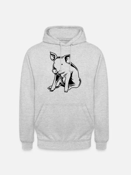 Sagoma di cinghiale scrofa di maiale - Felpa con cappuccio unisex - grigio chiaro melange