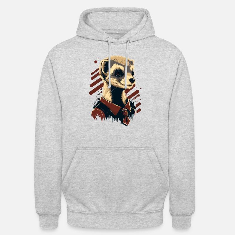Furet avec cravate - Sweat-shirt à capuche unisexe - gris clair chiné