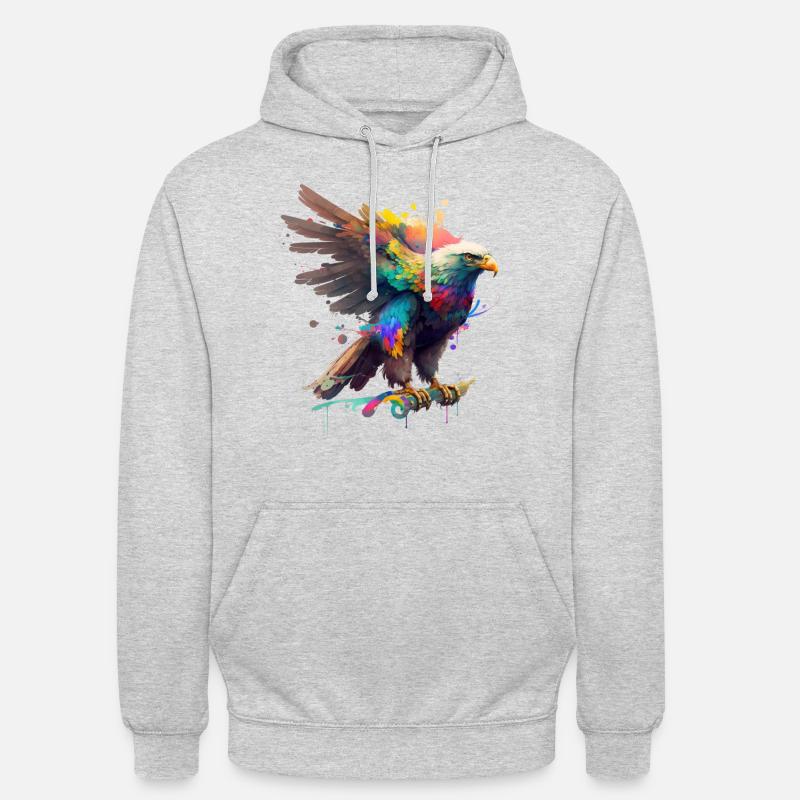 Rainbow Eagle ∞ Rainbow Eagle ∞ vauART - Sweat-shirt à capuche unisexe - gris clair chiné