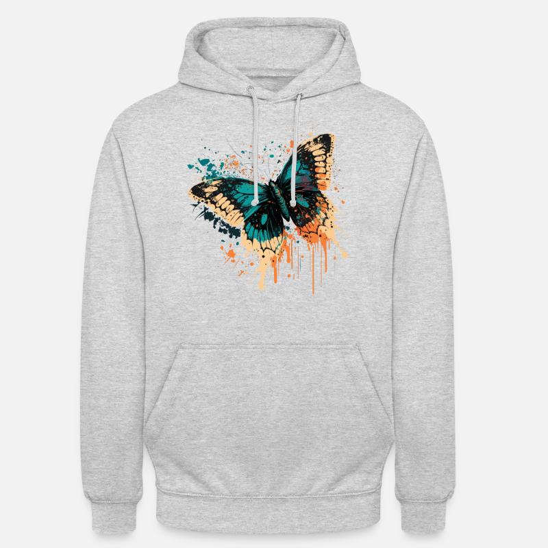 Conception de papillon - Sweat-shirt à capuche unisexe - gris clair chiné
