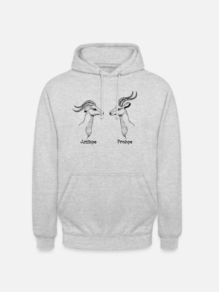 Antilope ProlopeSchwarz - Unisex Hoodie - Hellgrau meliert