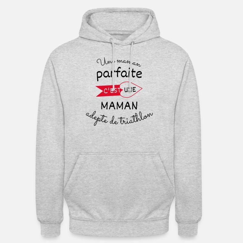 maman parfaite, maman adepte de triathlon - Sweat-shirt à capuche unisexe - gris clair chiné