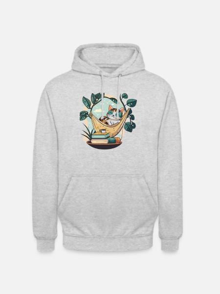 Cat Book Lover - Unisex Hoodie - light heather grey