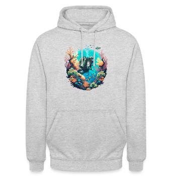 The Underwater Explorer - Unisex Hoodie - light heather grey - Front - Alina (178cm) & Michal (187cm)