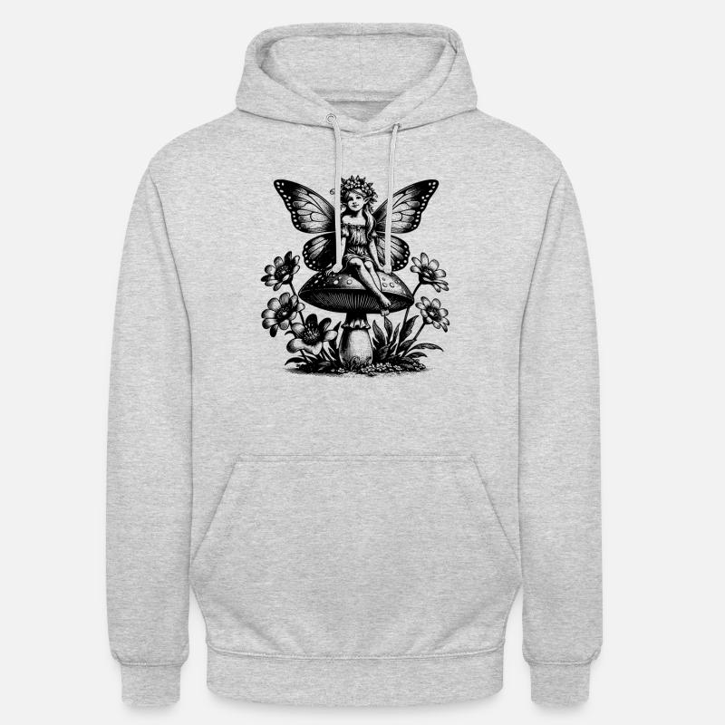 Fée magique sur champignon - Sweat-shirt à capuche unisexe - gris clair chiné
