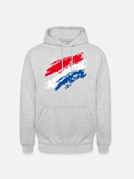 Nederlandse vlag / cursieve strepen - krijt - Uniseks hoodie - lichtgrijs gemêleerd