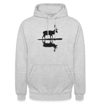 Cerf cerf bois de cerf rouge bois de cerf chasseur - Sweat-shirt à capuche unisexe - gris clair chiné - Devant - Alina (178cm) & Michal (187cm)