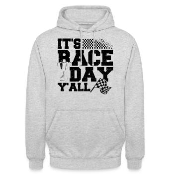 It's Race Day Y'All - Rennen - Unisex Hoodie - Hellgrau meliert - Vorne - Alina (178cm) & Michal (187cm)