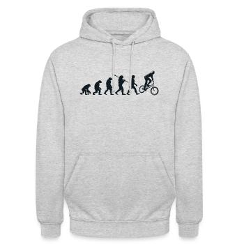Darwin Evolution für BMXisten 🚴 ♂️ - Unisex Hoodie - Hellgrau meliert - Vorne - Alina (178cm) & Michal (187cm)