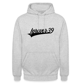 FOREVER 39 YOUNG 40.GEBURTSTAG - Unisex Hoodie - Hellgrau meliert - Vorne - Alina (178cm) & Michal (187cm)