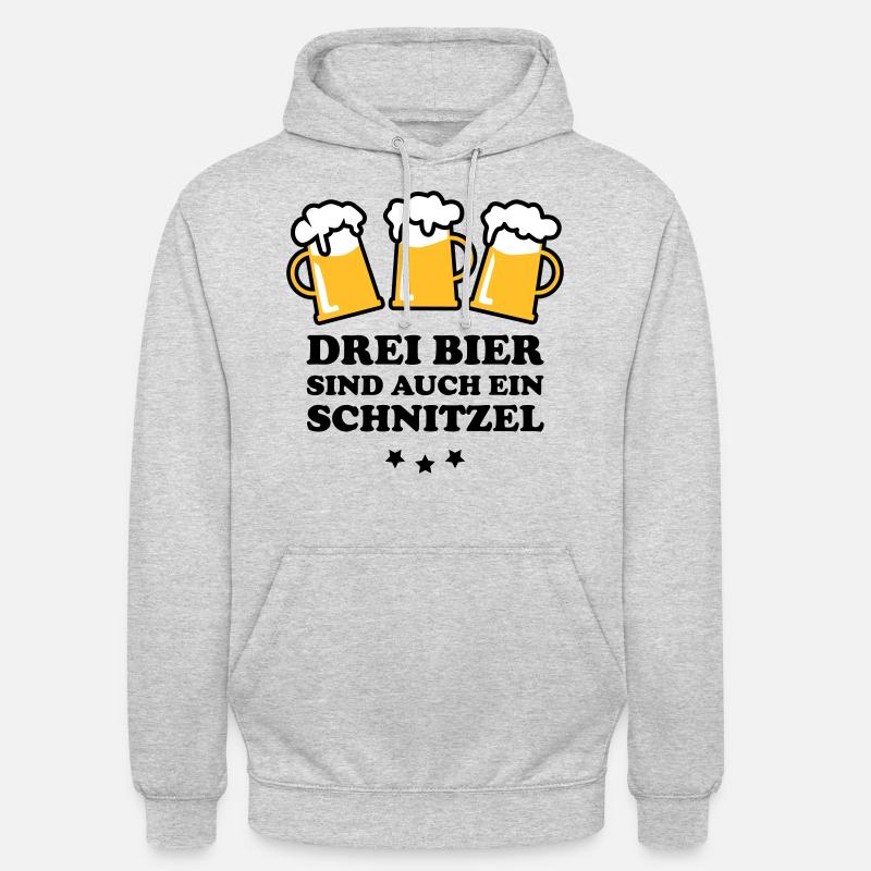 3 Drei Bier ein Schnitzel - Unisex Hoodie - Hellgrau meliert
