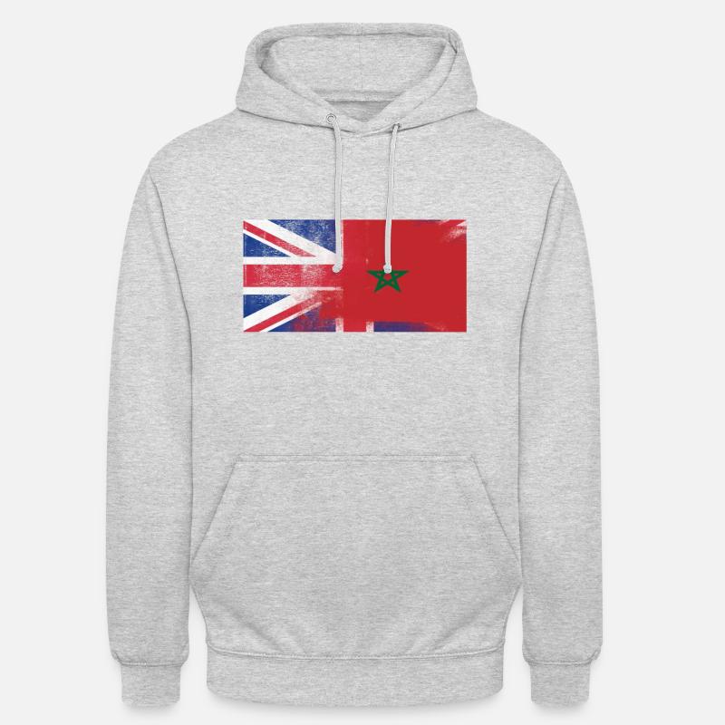 Britannique Maroc Maroc Moitié Royaume-Uni Drapeau - Sweat-shirt à capuche unisexe - gris clair chiné