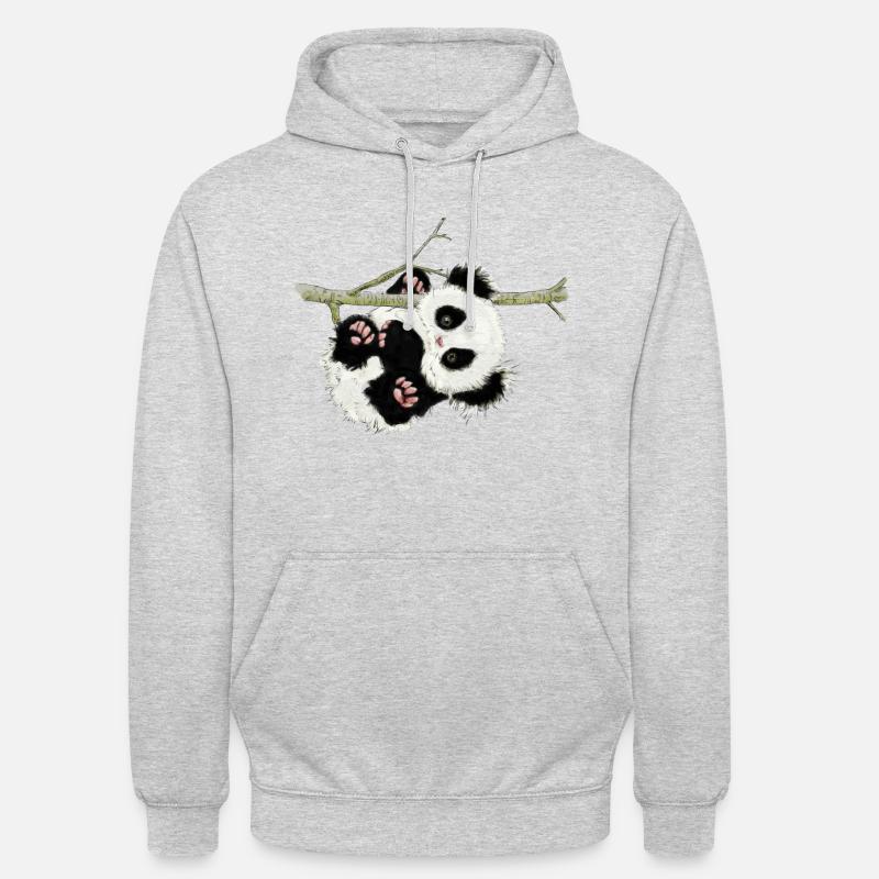 Panda - Sweat-shirt à capuche unisexe - gris clair chiné