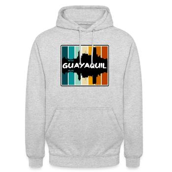 Guayaquil Equador Skyline Silhouette Travel Souven - Unisex Hoodie - Hellgrau meliert - Vorne - Alina (178cm) & Michal (187cm)
