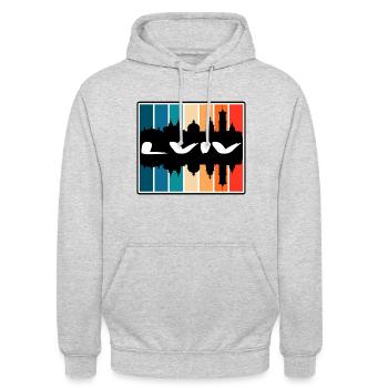 Lviv Ukraine Skyline Silhouette Souvenir de voyage - Sweat-shirt à capuche unisexe - gris clair chiné - Devant - Alina (178cm) & Michal (187cm)