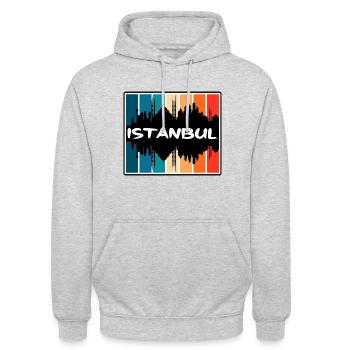 Istanbul Turquie Skyline Silhouette Souvenir de voyage - Sweat-shirt à capuche unisexe - gris clair chiné - Devant - Alina (178cm) & Michal (187cm)