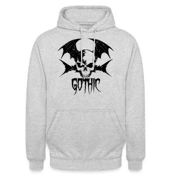 Gothic Totenkopf - Unisex Hoodie - Hellgrau meliert - Vorne - Alina (178cm) & Michal (187cm)