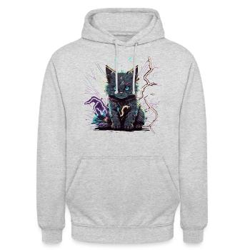 Beast Electric Cat - Sweat-shirt à capuche unisexe - gris clair chiné - Devant - Alina (178cm) & Michal (187cm)