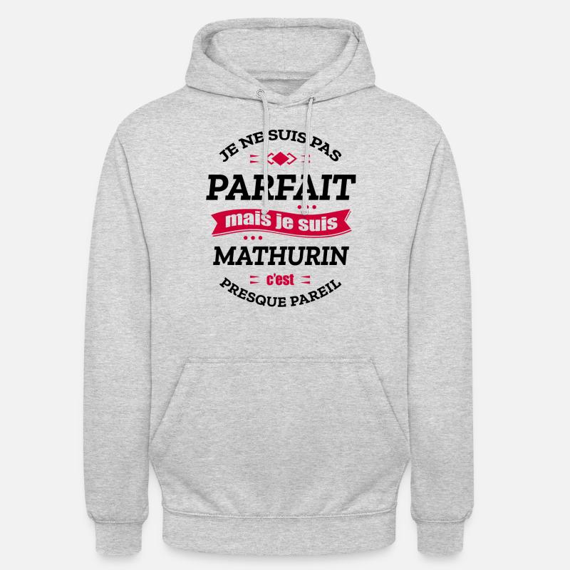 MATHURIN PARFAIT - PRENOM MATHURIN - Sweat-shirt à capuche unisexe - gris clair chiné