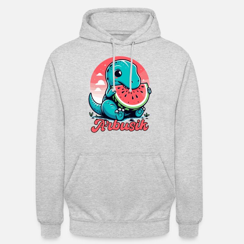 Mignon T-Rex Pastèque Arbusik Cadeau - Sweat-shirt à capuche unisexe - gris clair chiné