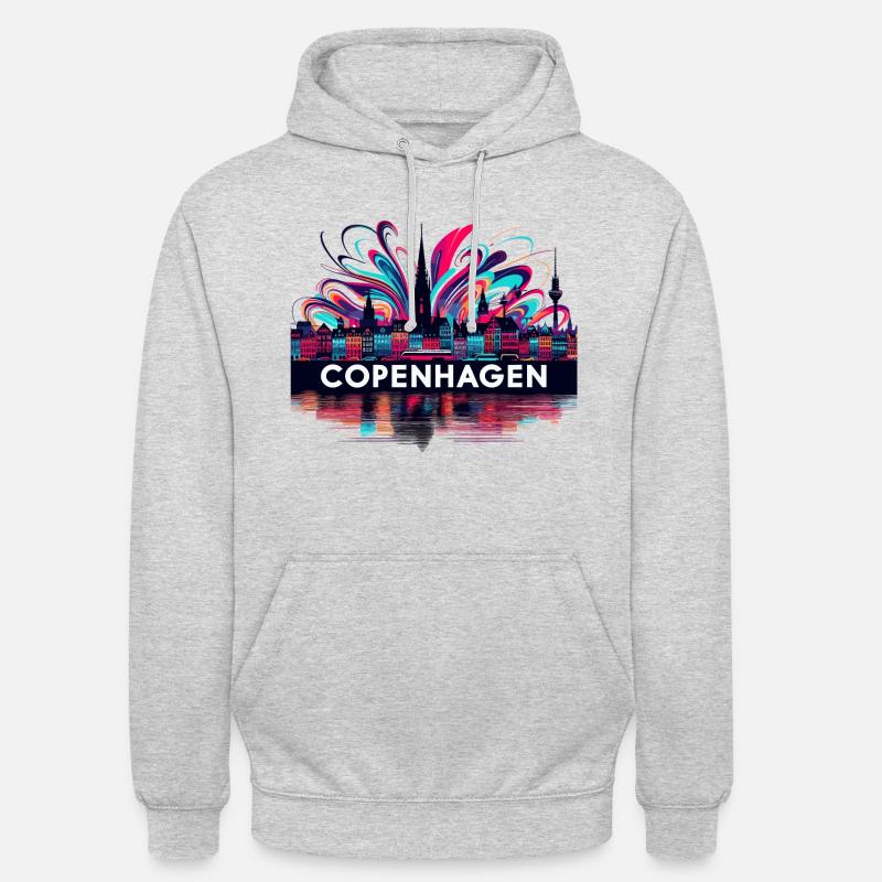 Copenhague Capitale Danemark Cadeau - Sweat-shirt à capuche unisexe - gris clair chiné