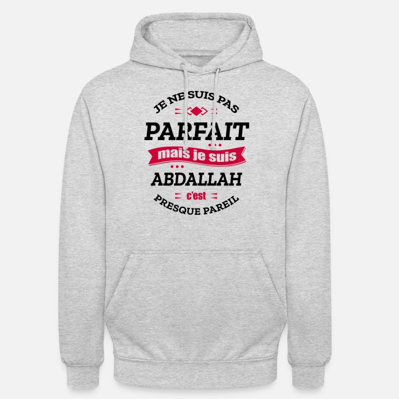 ABDALLAH PARFAIT - PRENOM ABDALLAH - Sweat-shirt à capuche unisexe - gris clair chiné