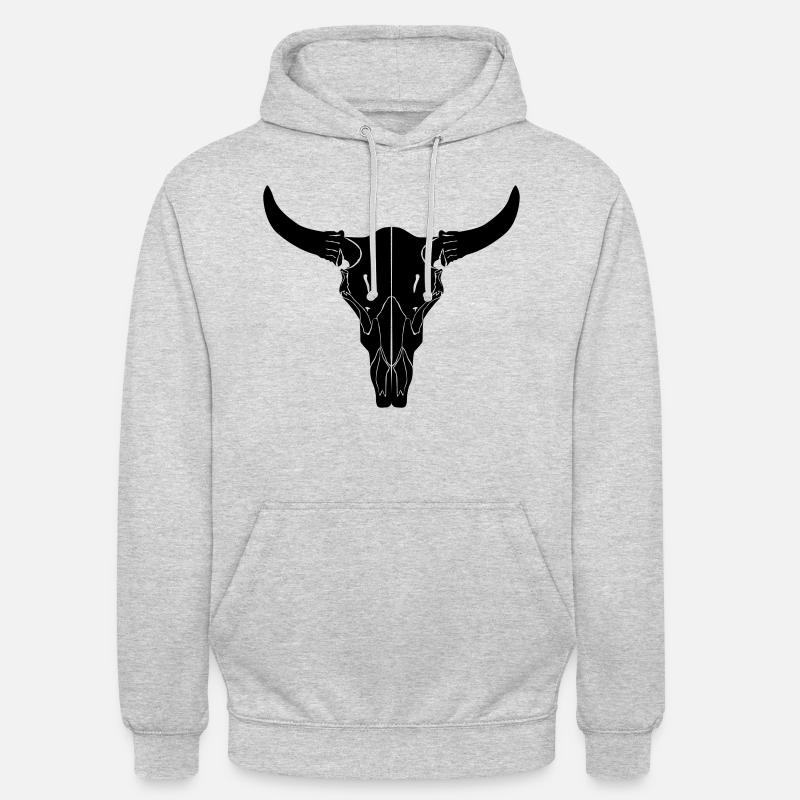 cooler Rinderschädel - Unisex Hoodie - Hellgrau meliert