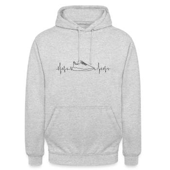 Sneaker - Unisex Hoodie - Hellgrau meliert - Vorne - Alina (178cm) & Michal (187cm)