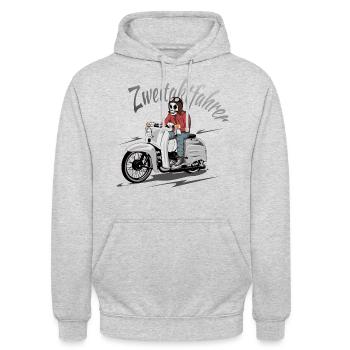 Simson Schwalbe Zweitaktfahrer - Unisex Hoodie - Hellgrau meliert - Vorne - Alina (178cm) & Michal (187cm)