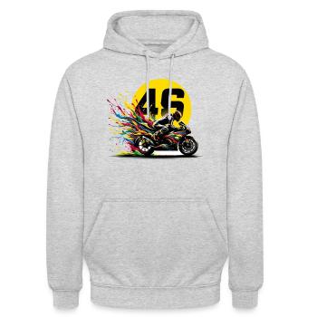 Moto valentino Biker T-Shirt rossi 46 - Unisex Hoodie - Hellgrau meliert - Vorne - Alina (178cm) & Michal (187cm)