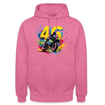 Moto valentino Biker T-Shirt rossi 46 - Unisex Hoodie - Pink - Vorne - Alina (178cm) & Michal (187cm)
