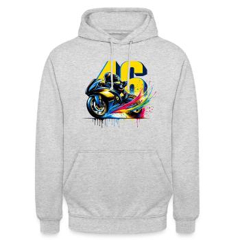 Moto valentino Biker T-Shirt rossi 46 - Unisex Hoodie - Hellgrau meliert - Vorne - Alina (178cm) & Michal (187cm)