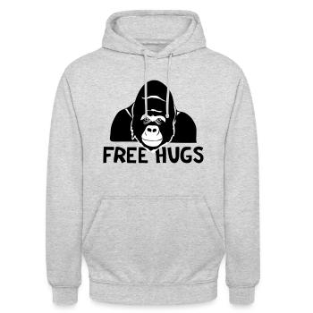 Kostenlose Gorilla-Umarmungen - Unisex Hoodie - Hellgrau meliert - Vorne - Alina (178cm) & Michal (187cm)