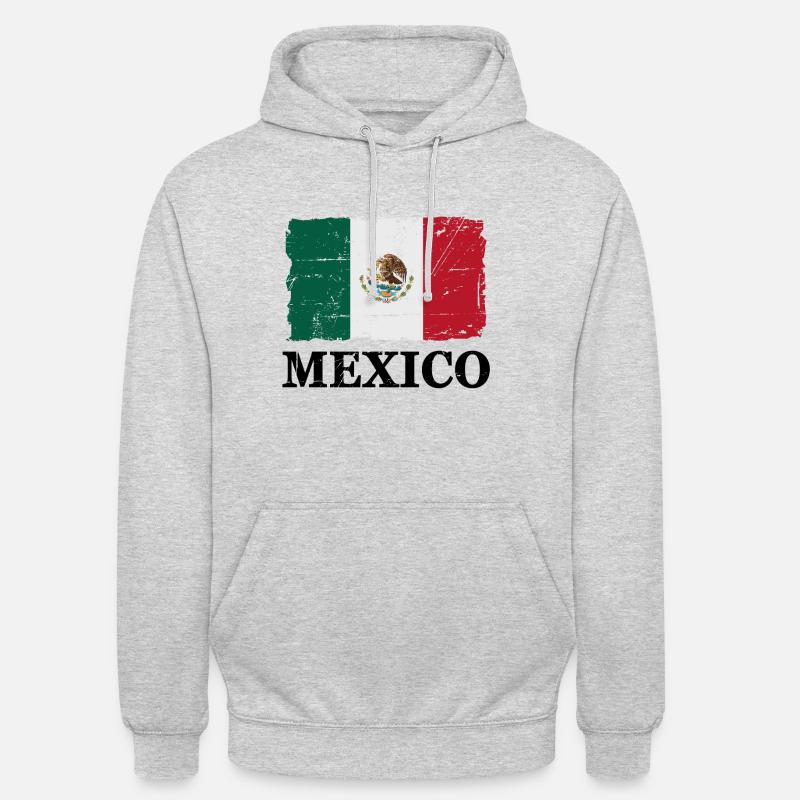 Drapeau du Mexique - Drapeau du Mexique - Look minable - Sweat-shirt à capuche unisexe - gris clair chiné