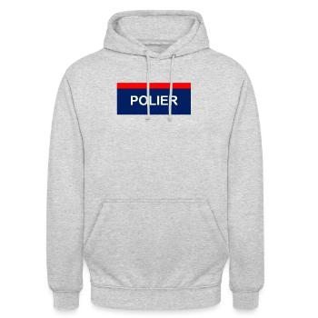 POLIER BAU STELLE ARBEIT GESCHENK POLIZEI OIDA - Unisex Hoodie - Hellgrau meliert - Vorne - Alina (178cm) & Michal (187cm)