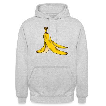 Peau de banane peau de banane attention glissante - Sweat-shirt à capuche unisexe - gris clair chiné - Devant - Alina (178cm) & Michal (187cm)