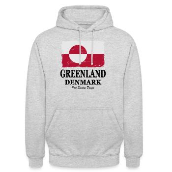 Flag of Greenland - Grönland Flagge - shabby look - Unisex Hoodie - Hellgrau meliert - Vorne - Alina (178cm) & Michal (187cm)