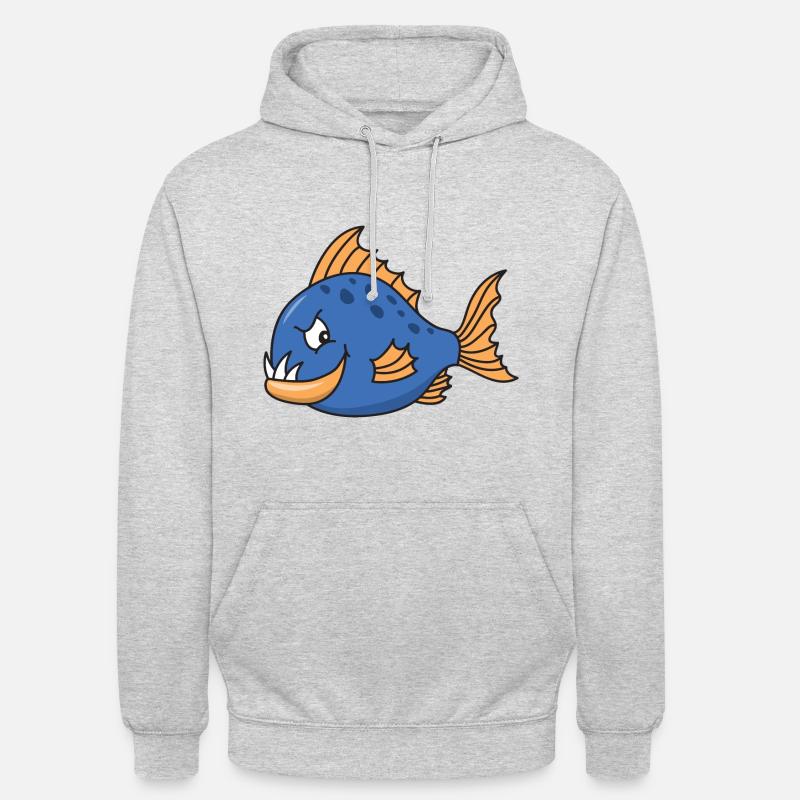 Poisson mignon mignon Cool Piranha - Sweat-shirt à capuche unisexe - gris clair chiné