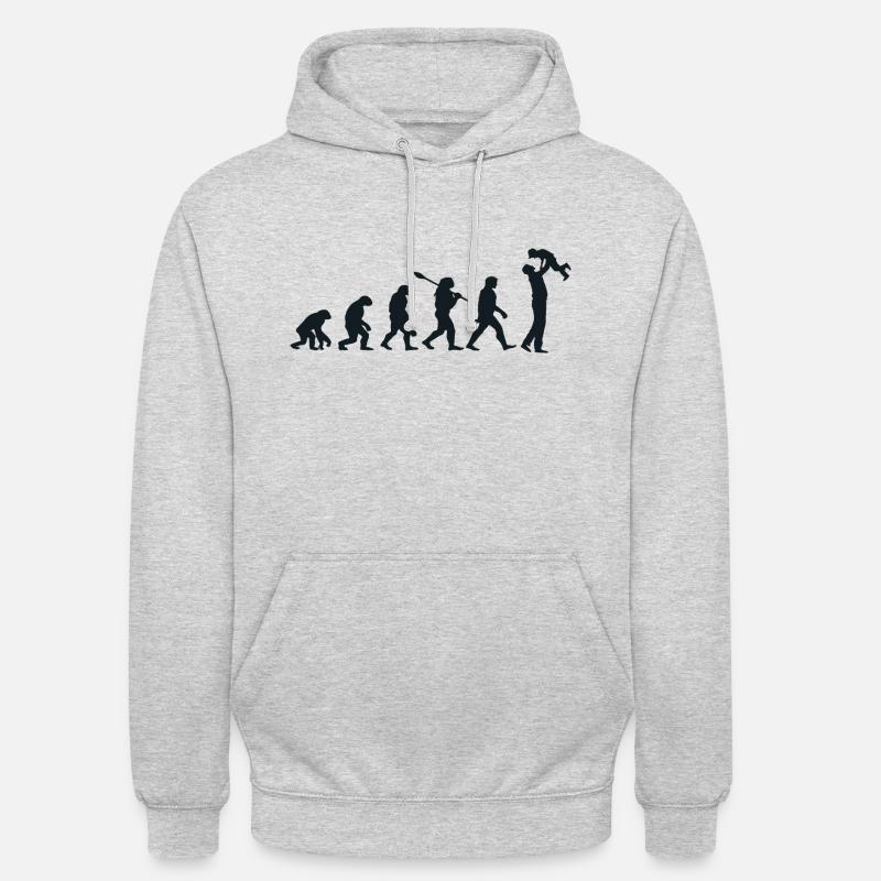 Évolution Darwin pour les Papas 👨‍👧‍👦 - Sweat-shirt à capuche unisexe - gris clair chiné