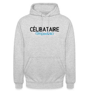 T shirt Célibataire disponible. cadeau cool humour - Sweat-shirt à capuche unisexe - gris clair chiné - Devant - Alina (178cm) & Michal (187cm)