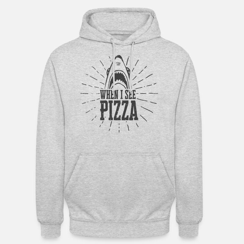 Graphique de sarcasme de pizza - Sweat-shirt à capuche unisexe - gris clair chiné