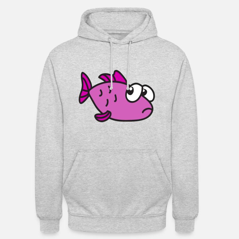 Poisson cool mignon drôle - Sweat-shirt à capuche unisexe - gris clair chiné