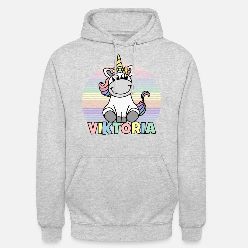 Viktoria Einhorn Name - Unisex Hoodie - Hellgrau meliert