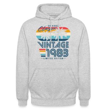 Vintage 1983 Vintage Anniversaire Rétro Cadeau - Sweat-shirt à capuche unisexe - gris clair chiné - Devant - Alina (178cm) & Michal (187cm)
