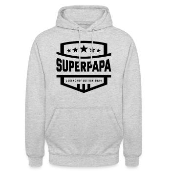 Superpapa - Sweat-shirt à capuche unisexe - gris clair chiné - Devant - Alina (178cm) & Michal (187cm)