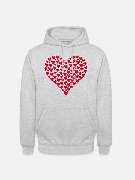 Herz aus Herzen - Unisex Hoodie - Hellgrau meliert