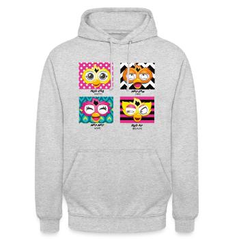 Furby Emotions Mignonnes De Furby - Sweat-shirt à capuche unisexe - gris clair chiné - Devant - Alina (178cm) & Michal (187cm)